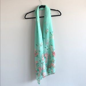 Teal floral scarf